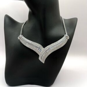 2 CT Natural Diamond Rhodium Evening Necklace